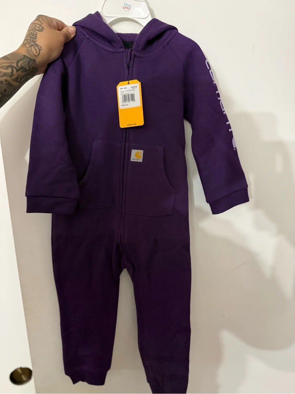 Carhartt Purple Zip-Front Hooded One-Piece Bodysuit